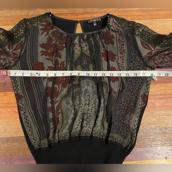 Etro black top with sheer overlay and sequins, size 42 - Picture 7 of 8